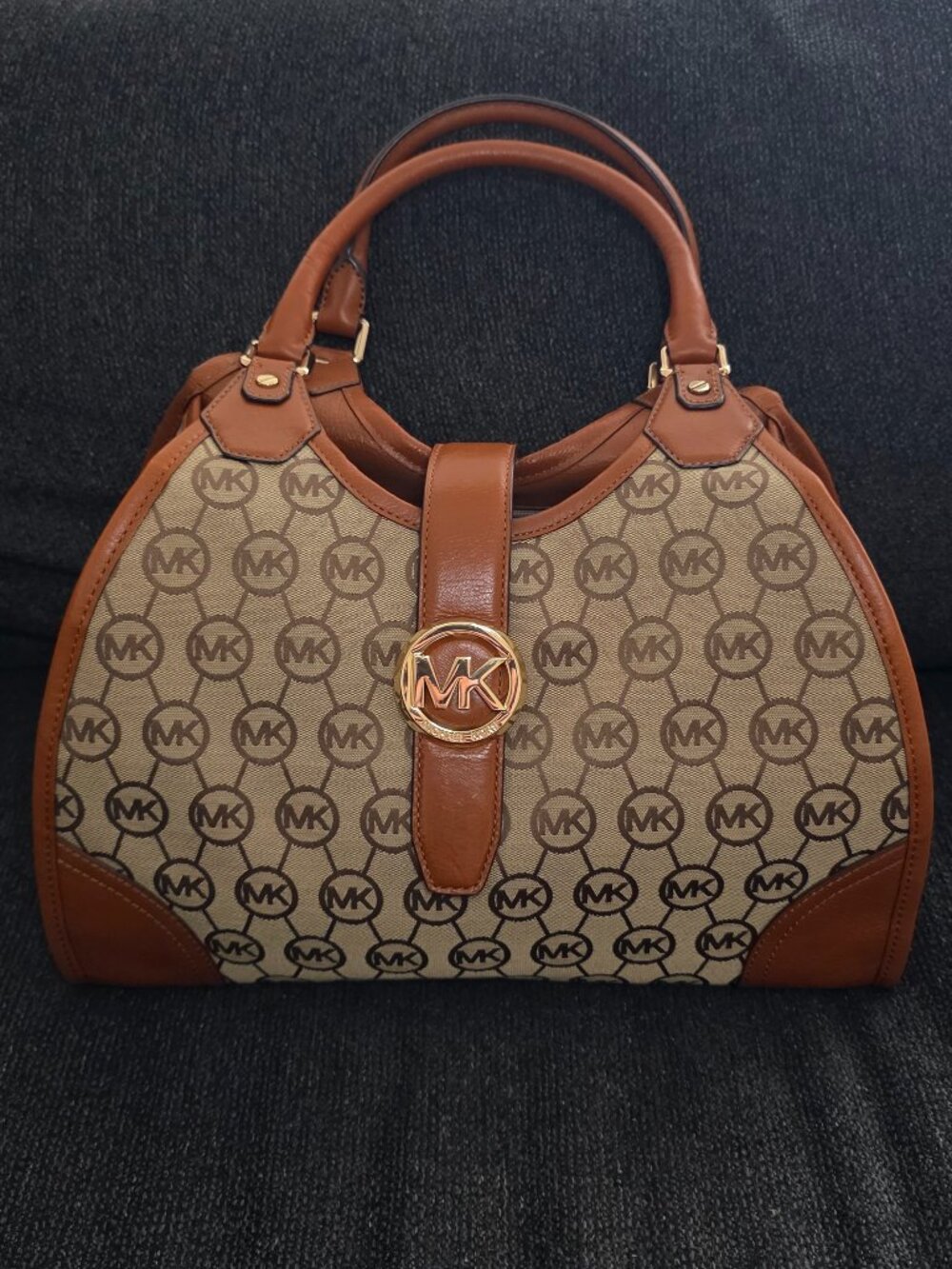 Michael Kors Signature Jacquard Satchel Bag, New Without Tags